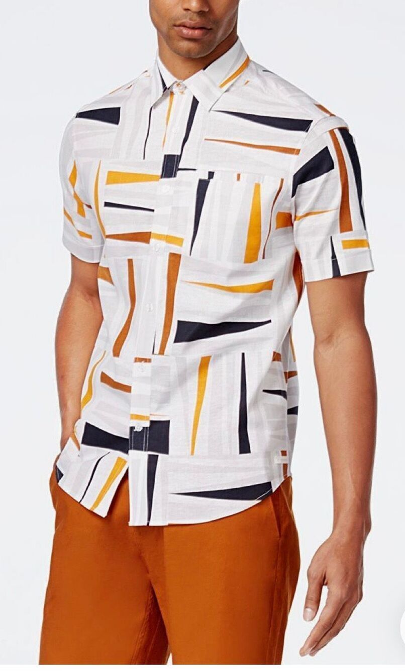 Sean John men's Linen / cotton shirt sz 3XLT abstract colorful